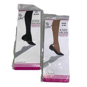 Lot Of  2 On The Go! Knee Highs Comfort Top 1-Nude 1-Jet Black Size - 8 1/2-11
